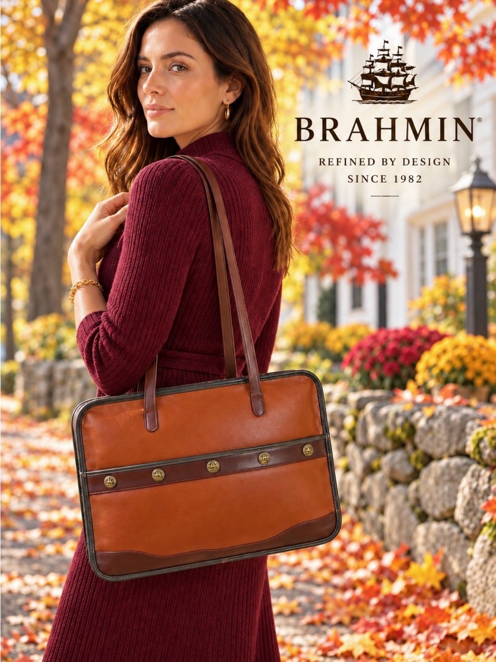 Rare Vintage Brahmin Heritage Leather Briefcase | Cognac Brown | Talon Zipper
